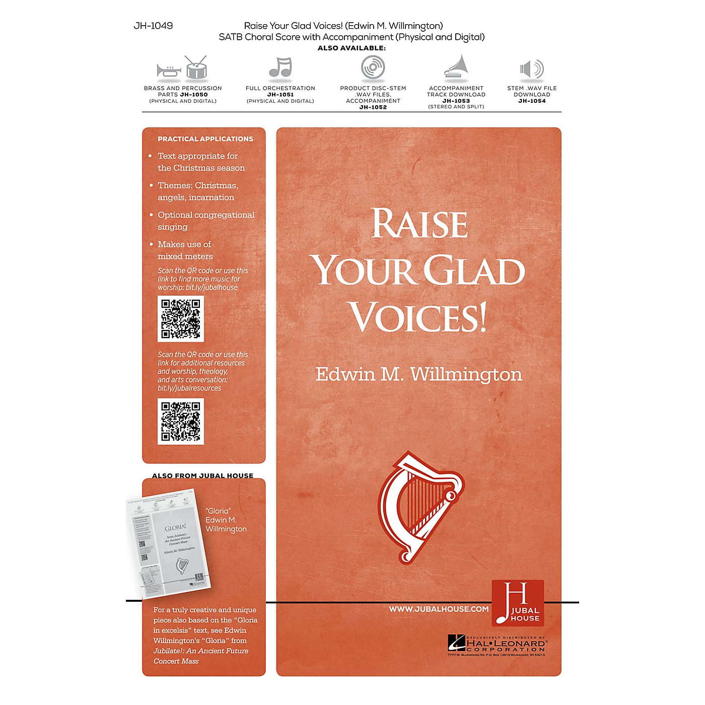 Jubal House Publications Raise Your Glad Voices! SATB composed by Edwin M. Willmington thumbnail