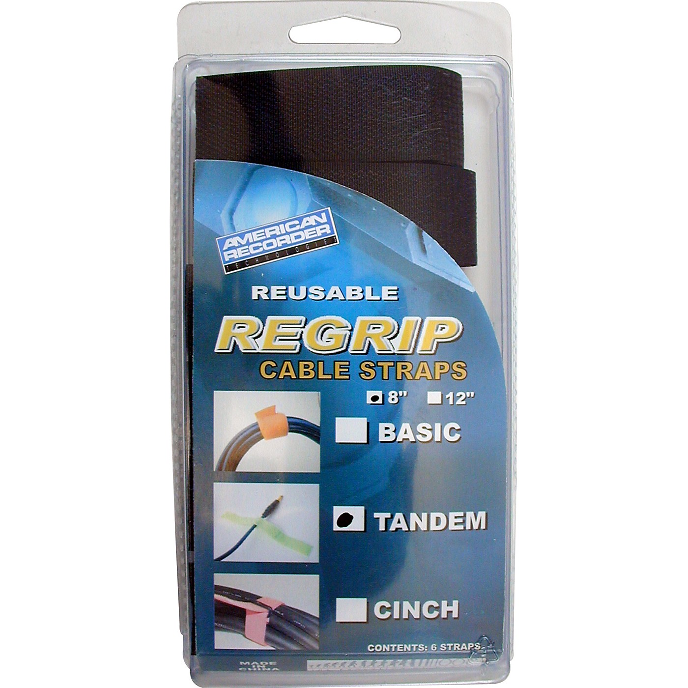 American Recorder Technologies ReGrip Reusable Cable Strap 6-Pack thumbnail