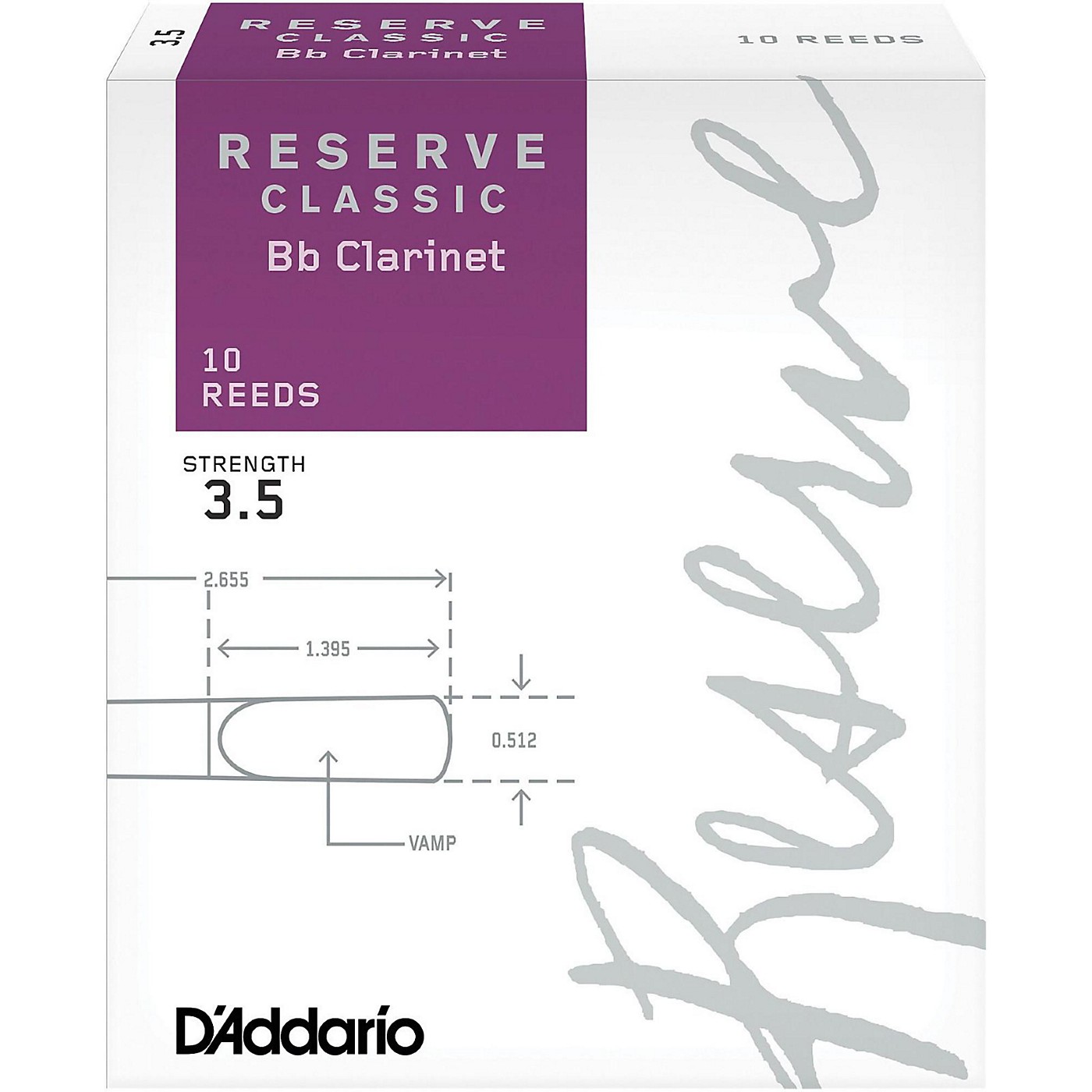 D'Addario Woodwinds Reserve Classic Bb Clarinet Reeds Box of 10 thumbnail