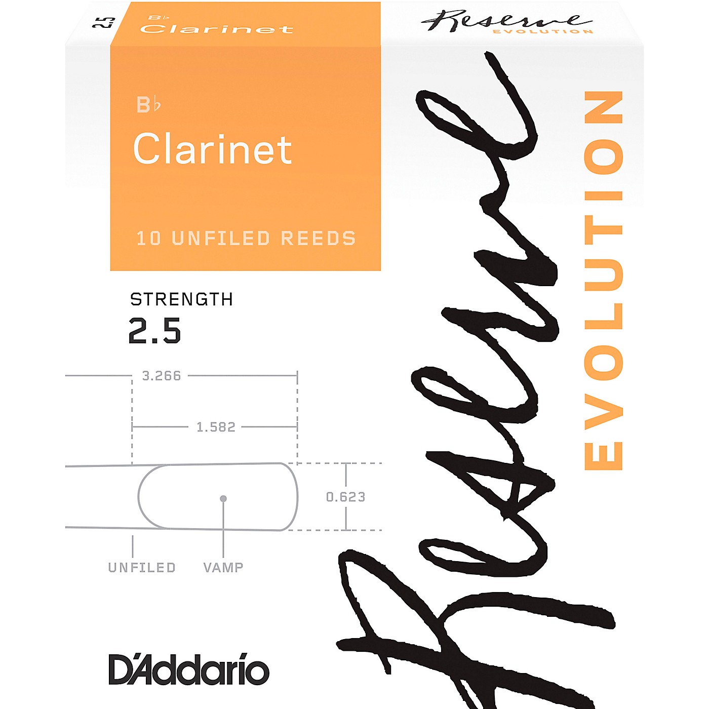 D'Addario Woodwinds Reserve Evolution Bb Clarinet Reeds Box of 10 thumbnail