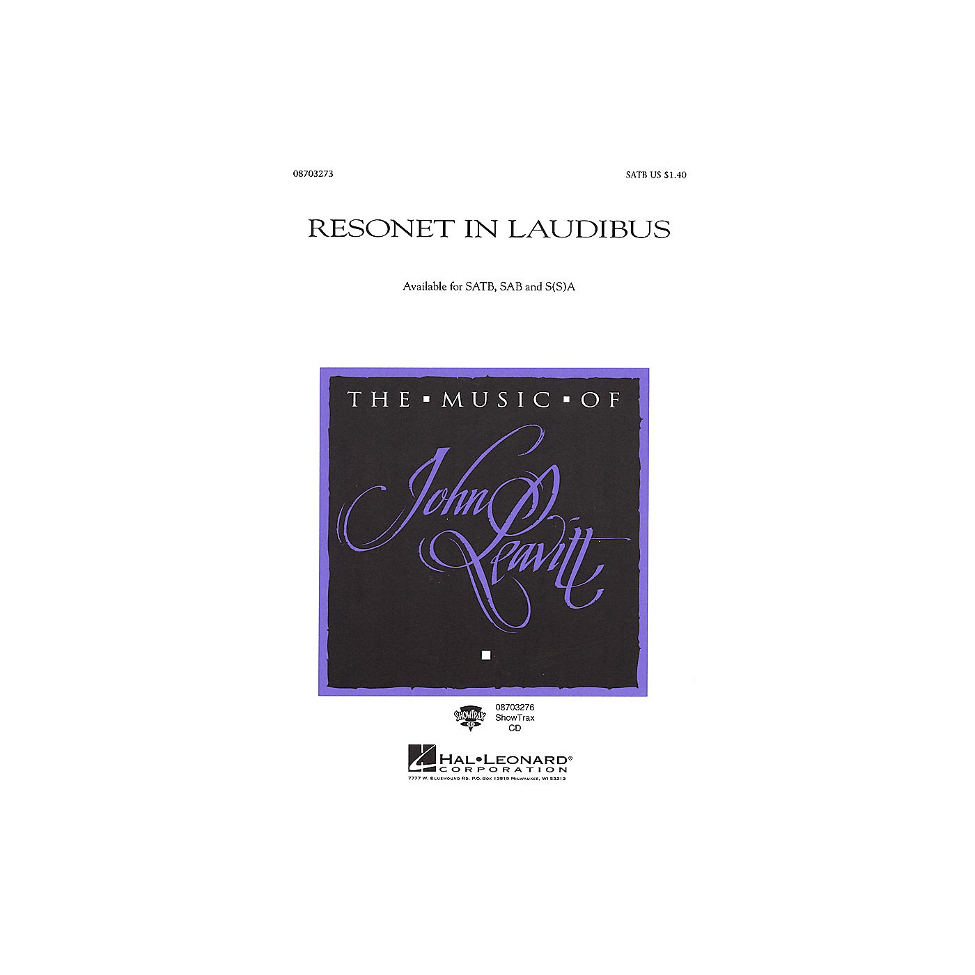 Hal Leonard Resonet in Laudibus SATB arranged by John Leavitt thumbnail