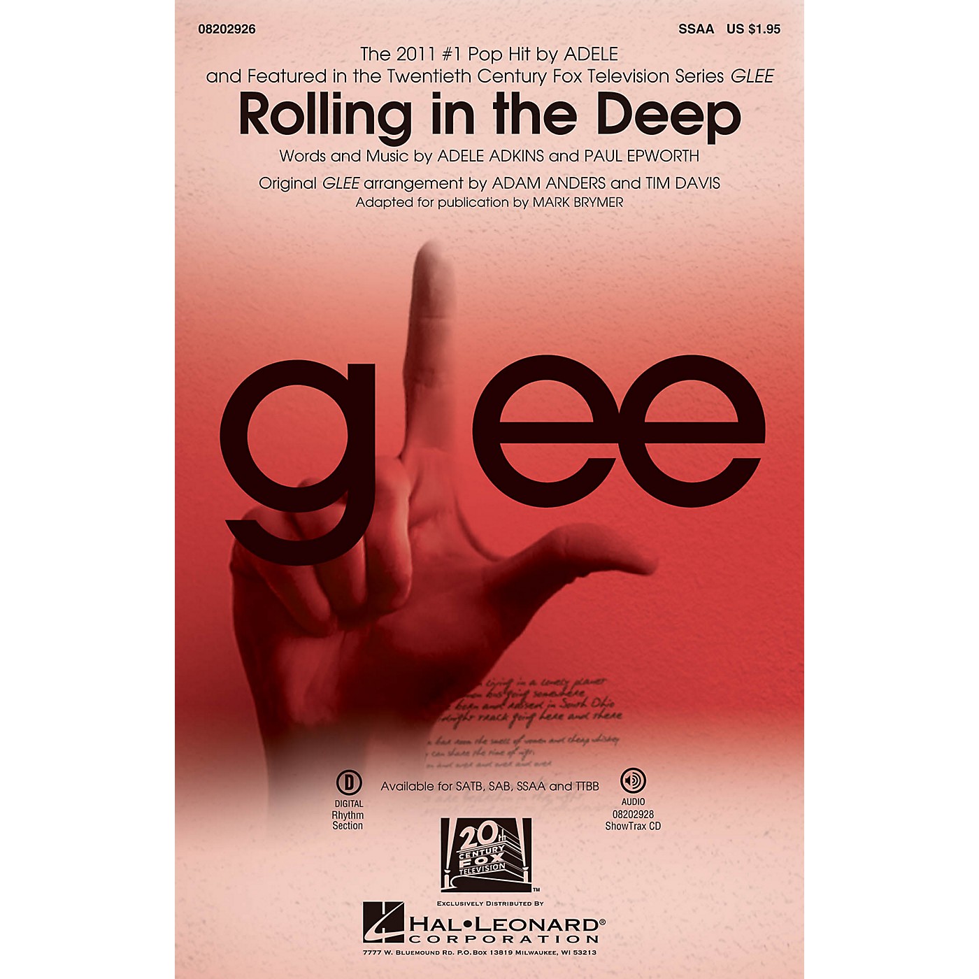 Hal Leonard Rolling in the Deep SSAA by Adele arranged by Adam Anders thumbnail