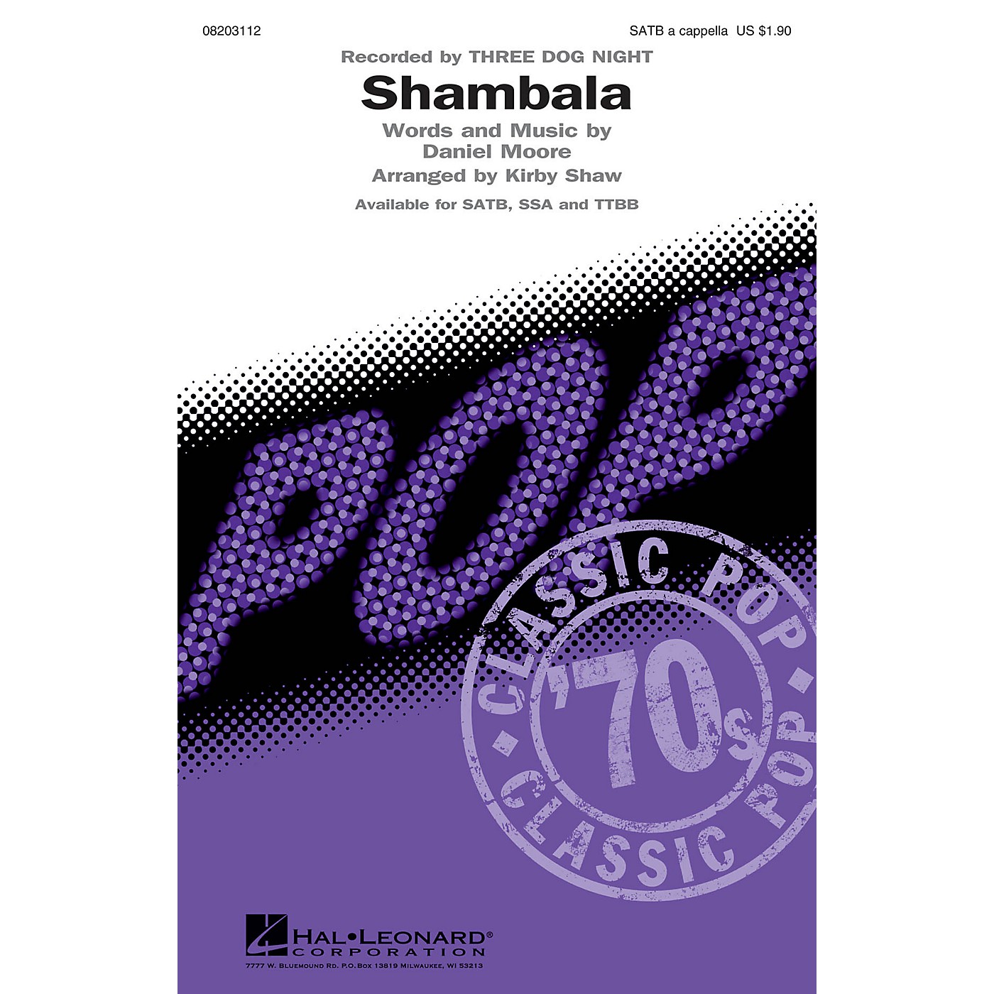 Hal Leonard Shambala SATB a cappella by Three Dog Night arranged by Kirby Shaw thumbnail