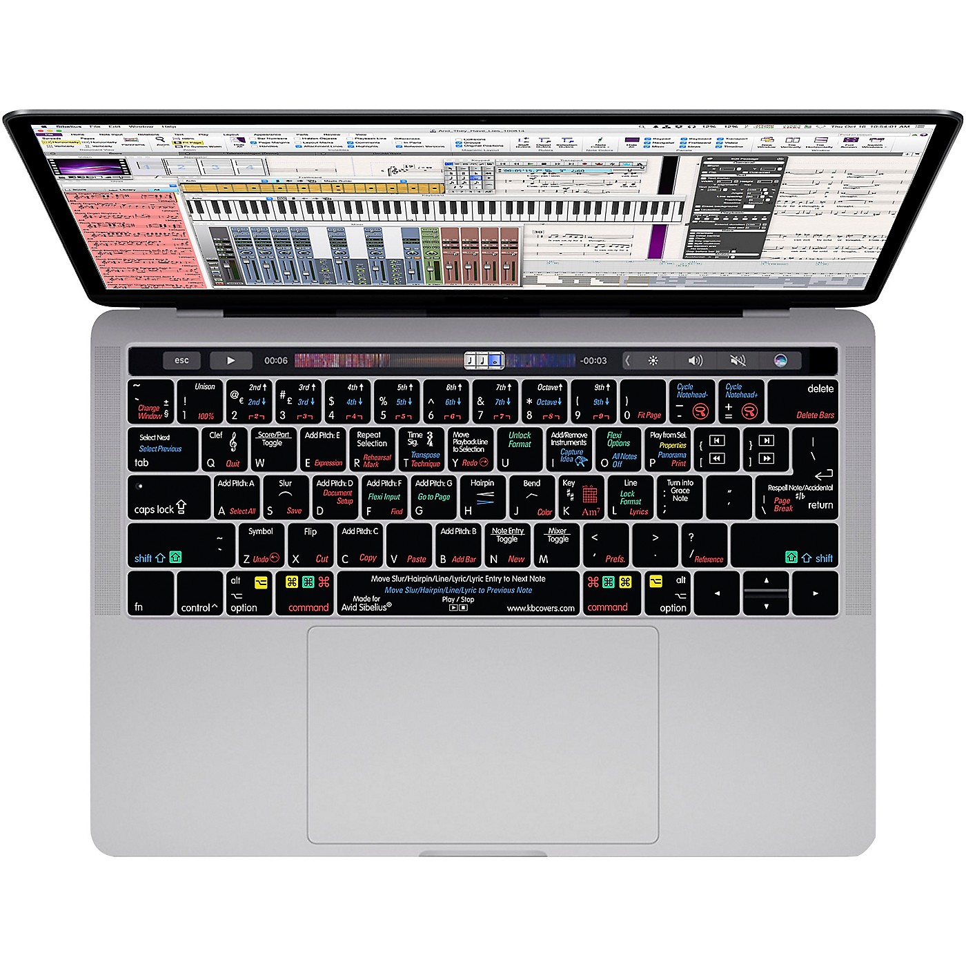 KB Covers Sibelius Keyboard Cover for MacBook Pro (Late 2016+) With Touch Bar thumbnail