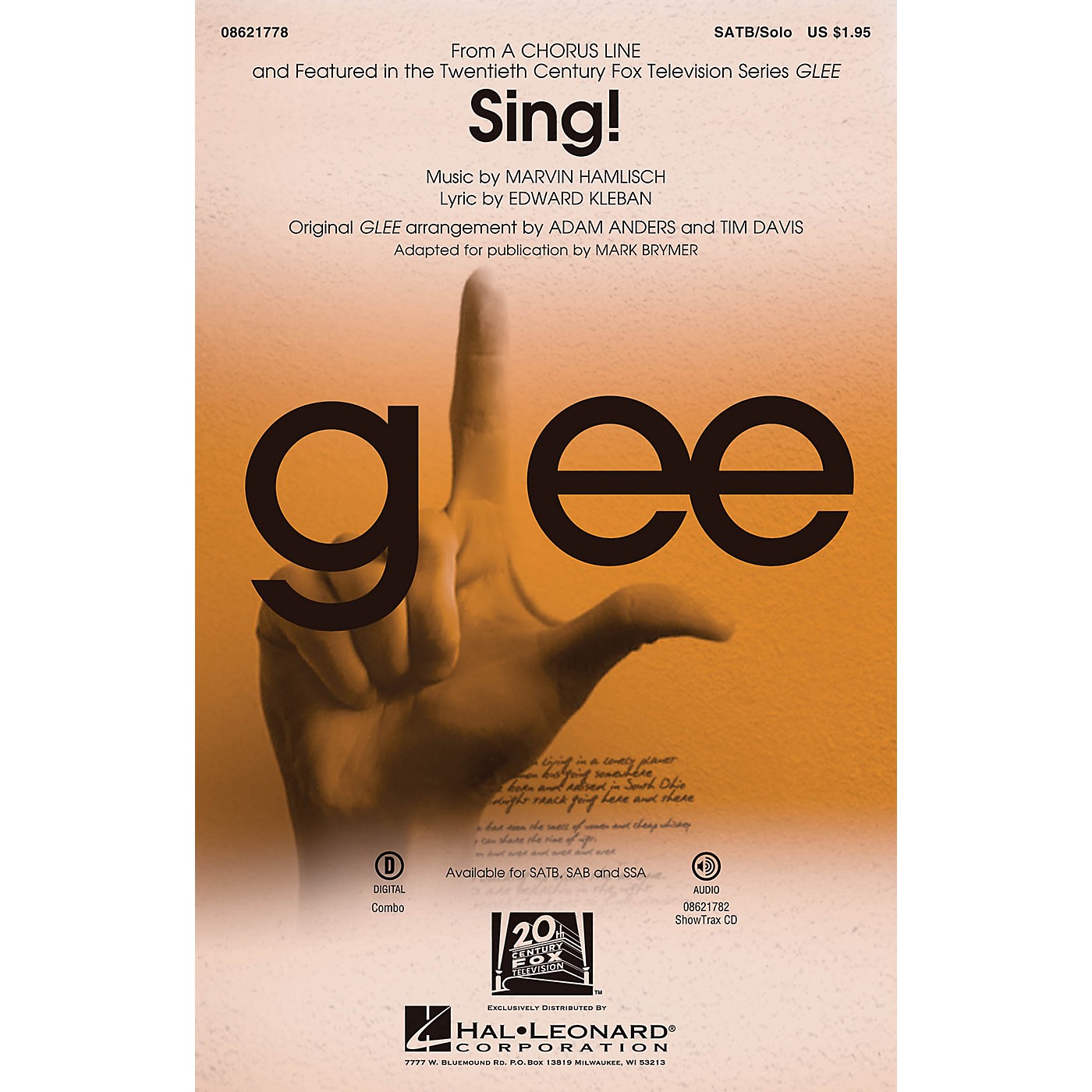 Hal Leonard Sing! (from A Chorus Line) SAB and Solo by Glee Cast Arranged by Adam Anders thumbnail