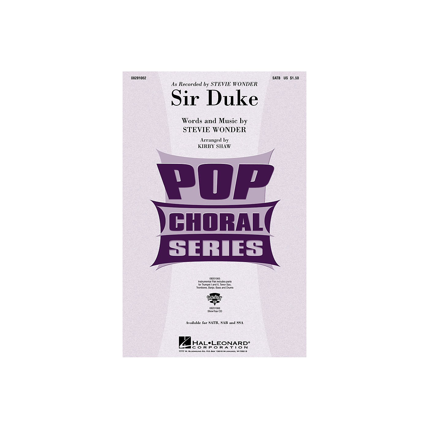 Hal Leonard Sir Duke SAB by Stevie Wonder Arranged by Kirby Shaw thumbnail