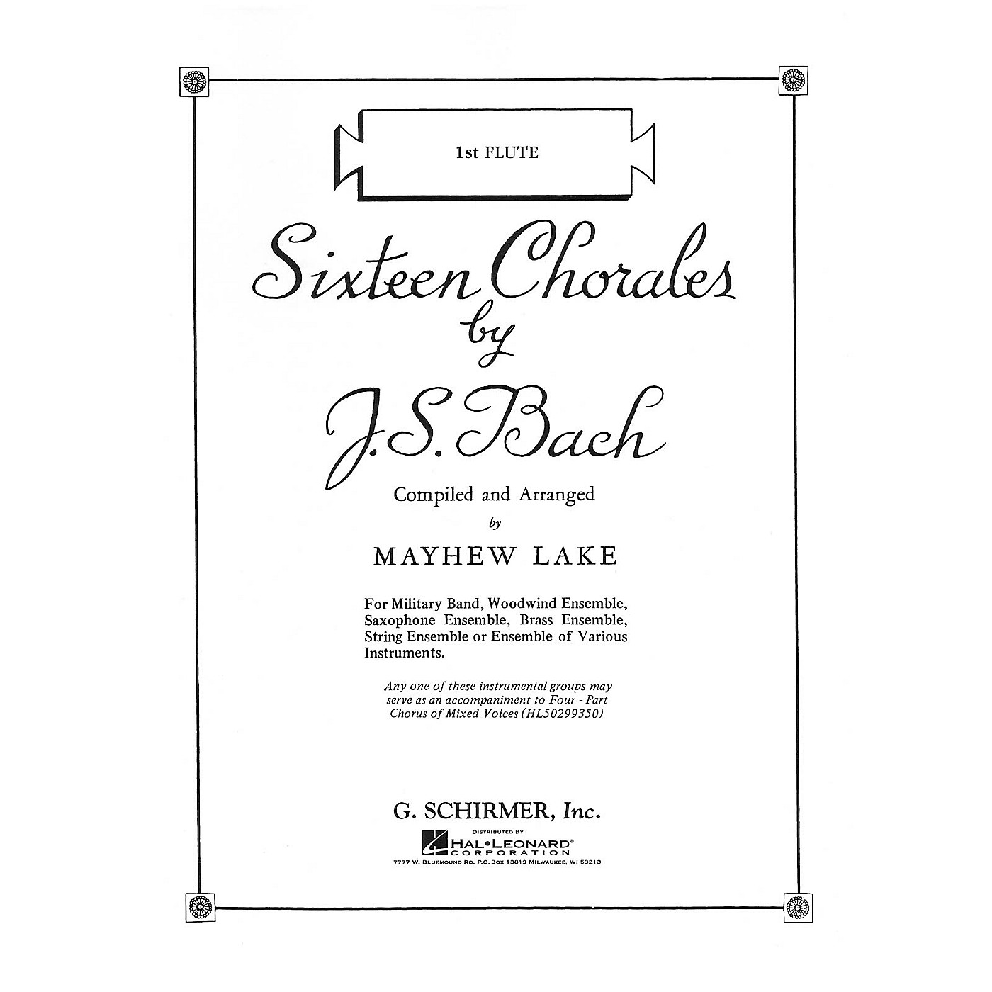 G. Schirmer Sixteen Chorales (Eb Alto Saxophone I Part) G. Schirmer Band/Orchestra Series by Johann Sebastian Bach thumbnail