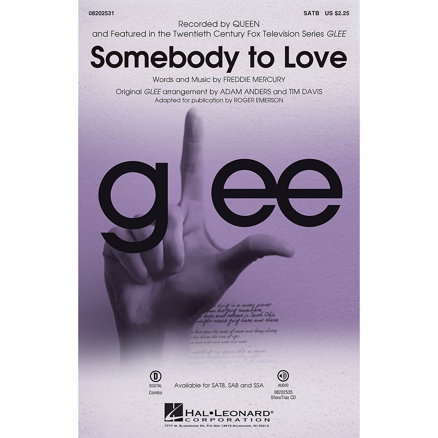 Hal Leonard Somebody to Love (from Glee) SATB by Queen arranged by Roger Emerson thumbnail