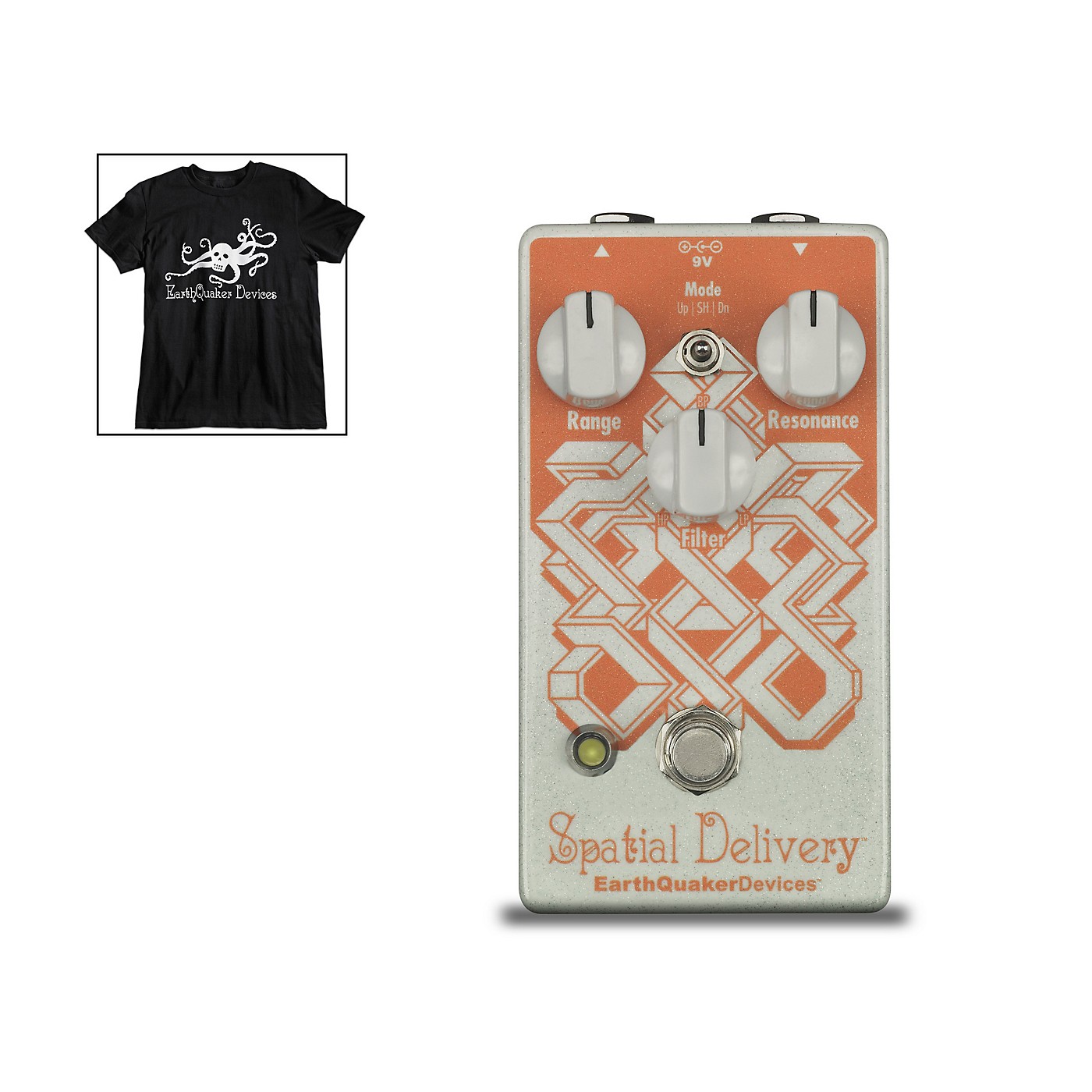 Earthquaker Devices Spatial Delivery V2 Envelope Filter Effects Pedal and Octoskull T-Shirt Large Black thumbnail