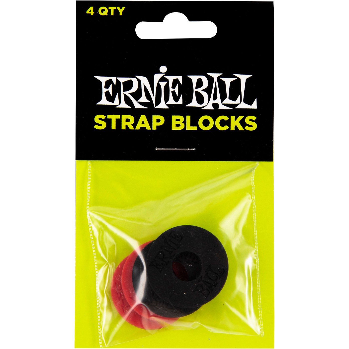 Ernie Ball Strap Blocks 4-Pack, Black and Red thumbnail