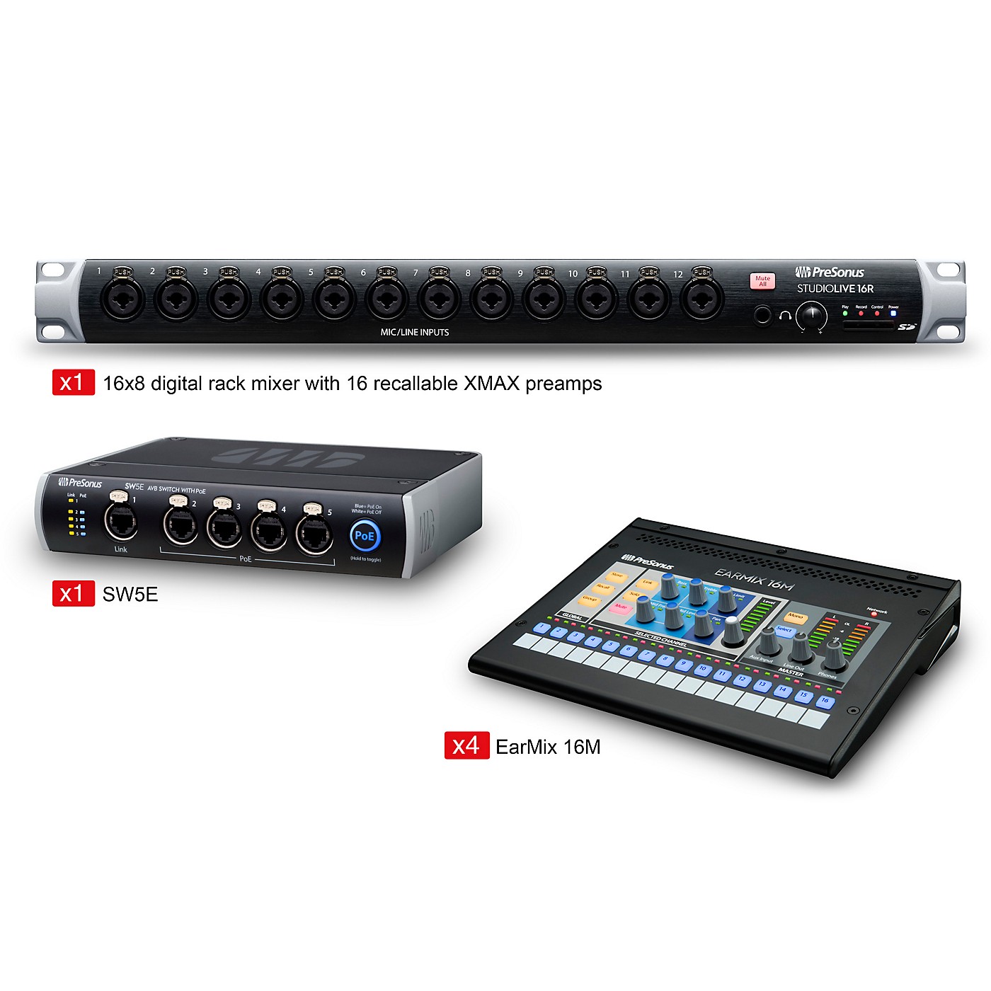 Presonus StudioLive 16 Mobile Stage Mix and Monitor PackageStudioLive 16R Mobile EarMix Monitor and Switcher Package thumbnail