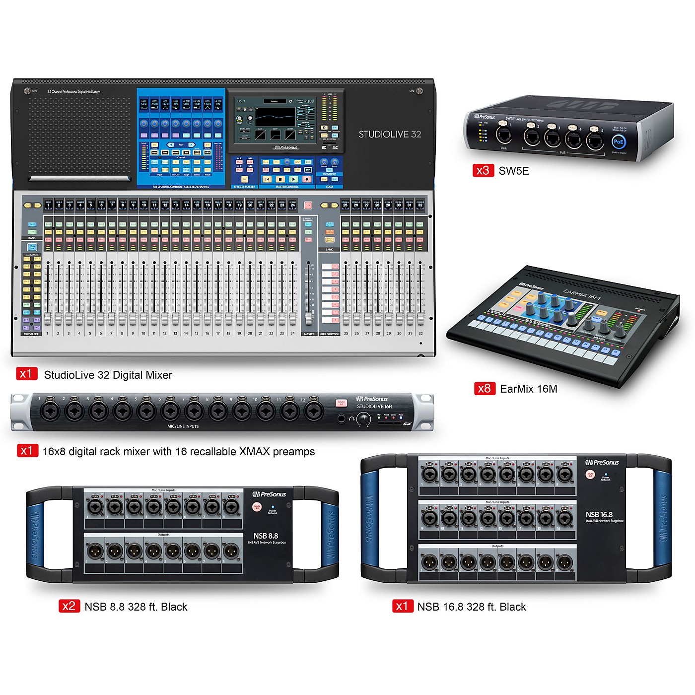 Presonus StudioLive 32 Large Tour and Stage EarMix Monitor and Switcher Package thumbnail
