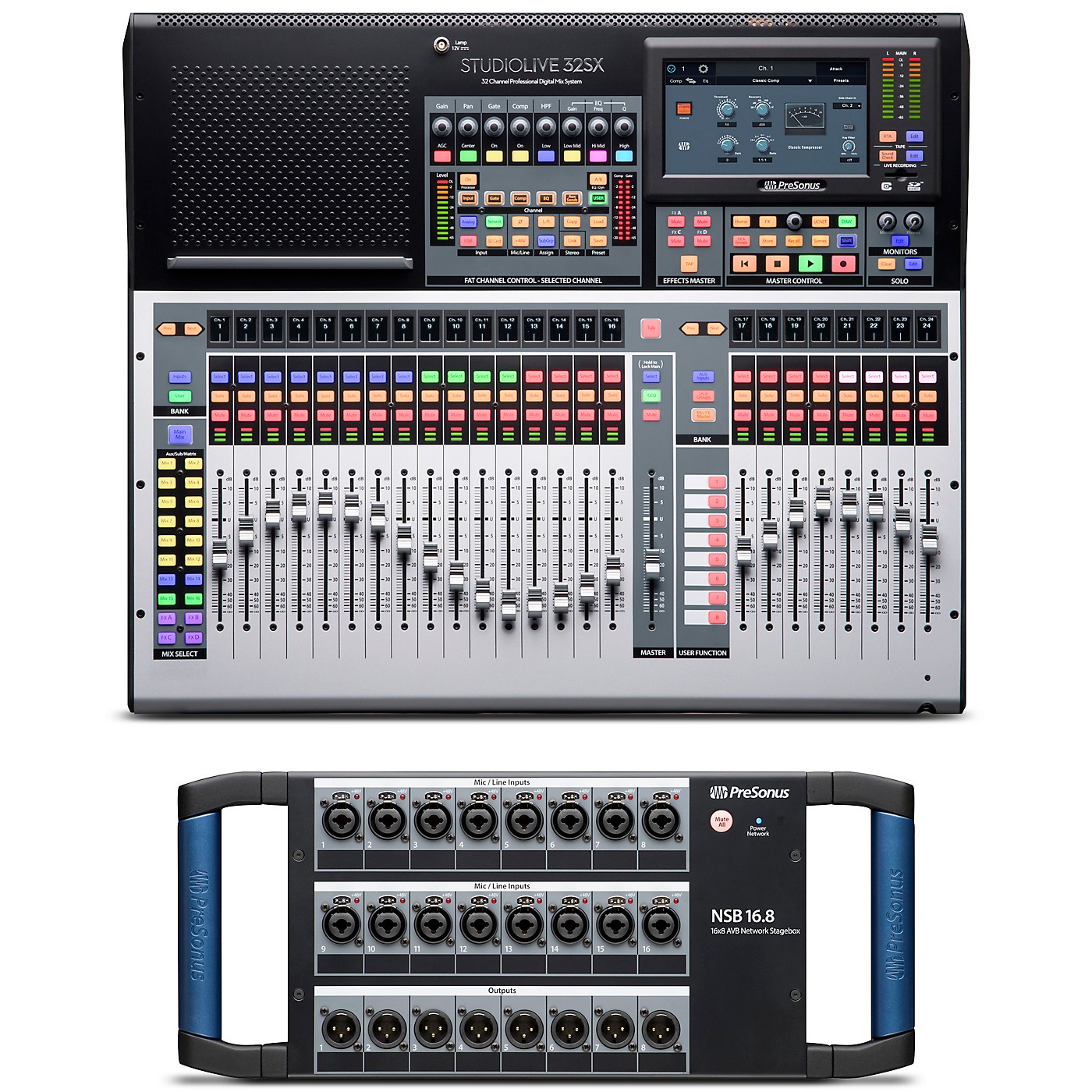 PreSonus StudioLive 32SX 32-Channel Mixer Package With NSB 16.8 Network Stage Box thumbnail