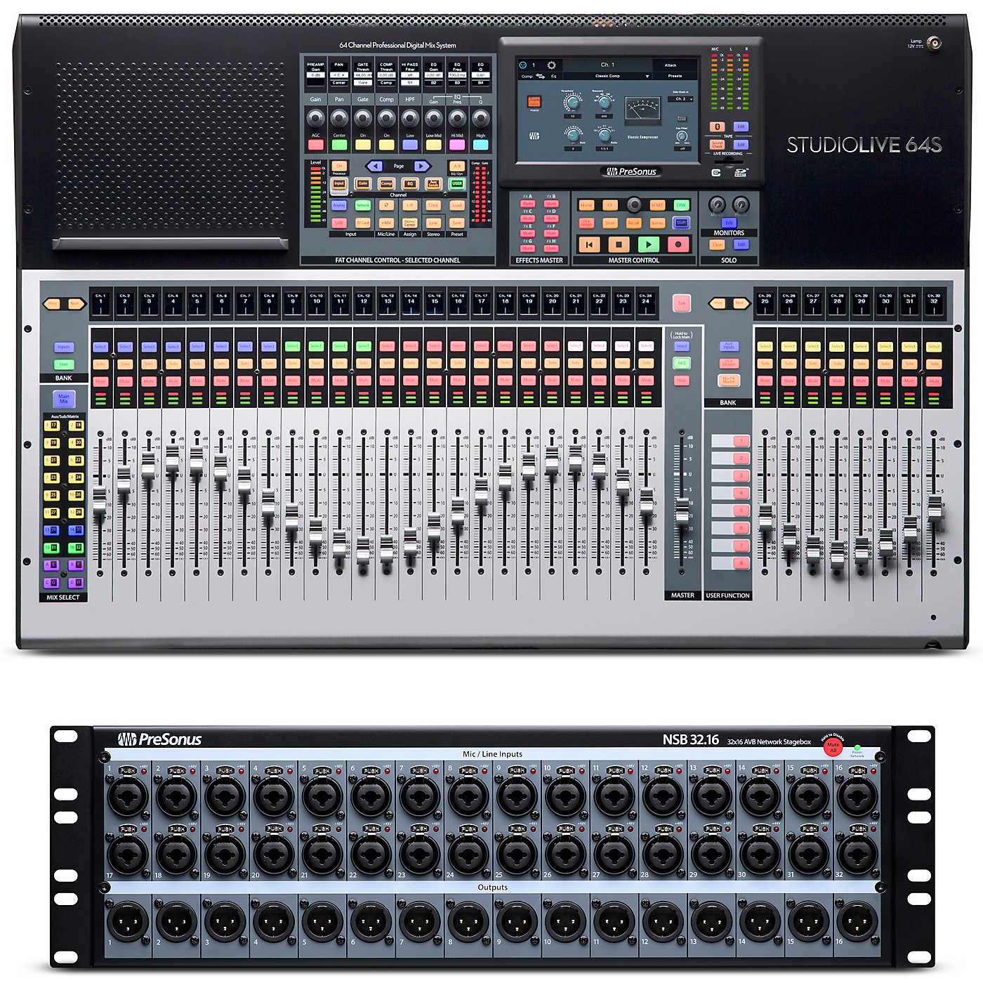 PreSonus StudioLive 64S 64-Channel Mixer Package With NSB 32.16 Network Stage Box thumbnail