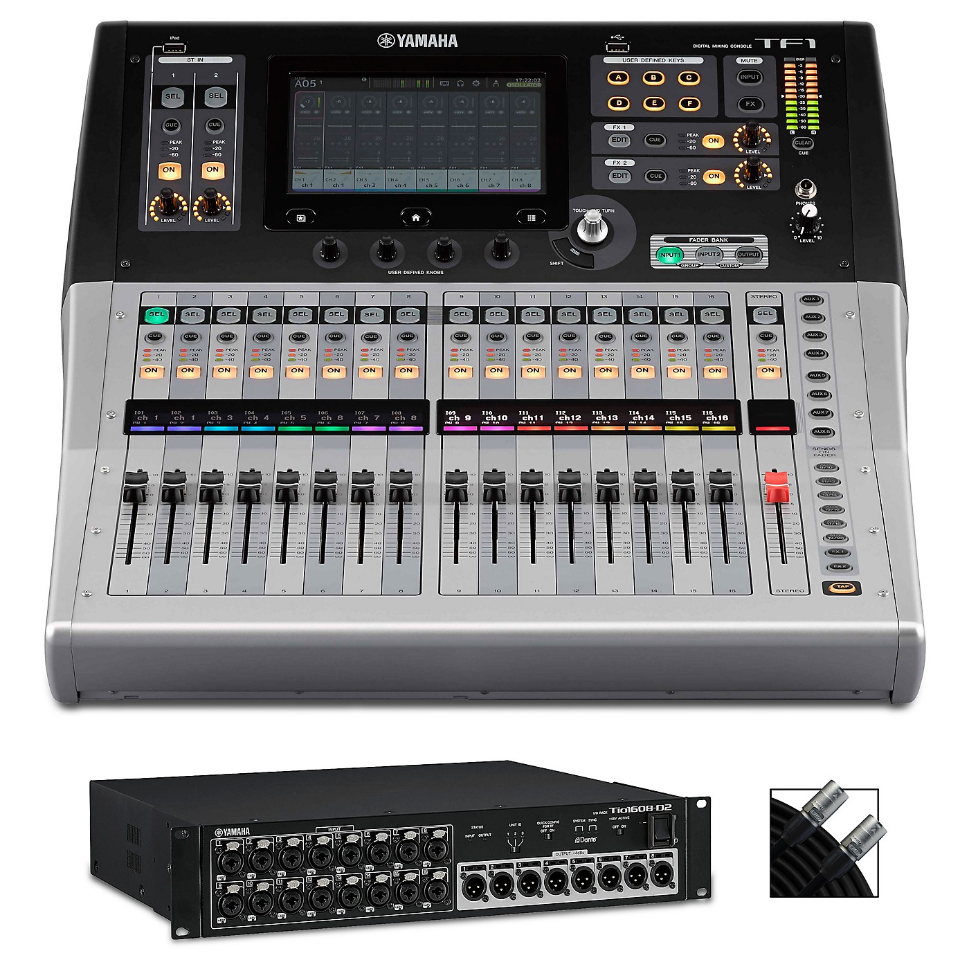 Yamaha TF1 16Channel Digital Mixer With Tio1608D2 Dante Stagebox and