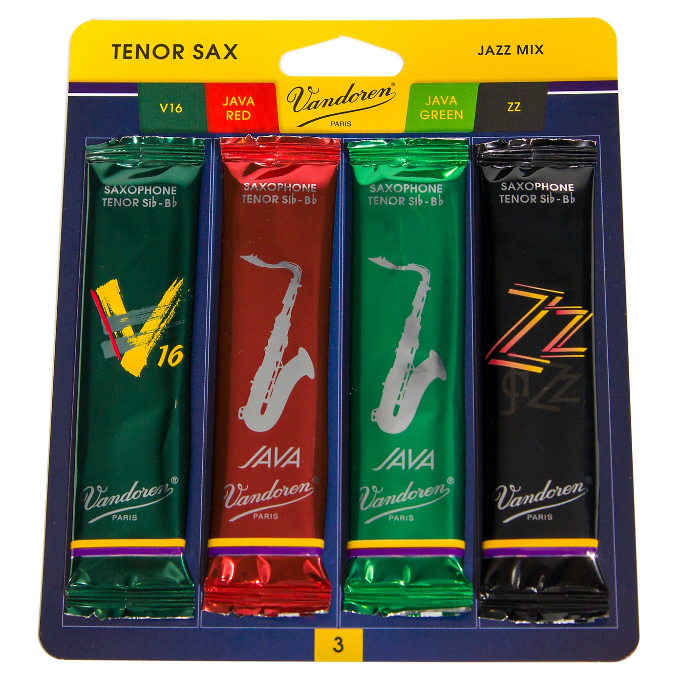 Vandoren Tenor Saxophone Jazz Reed Sample Pack Strength 3 Woodwind