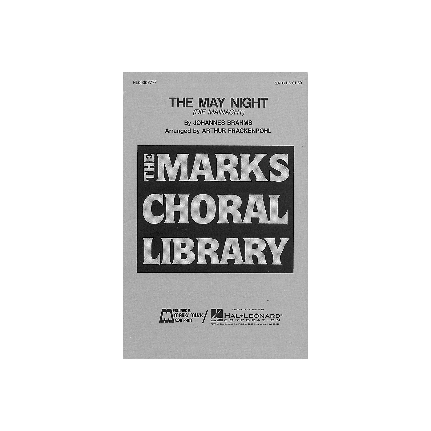 Edward B. Marks Music Company The May Night SATB composed by Johannes Brahms thumbnail