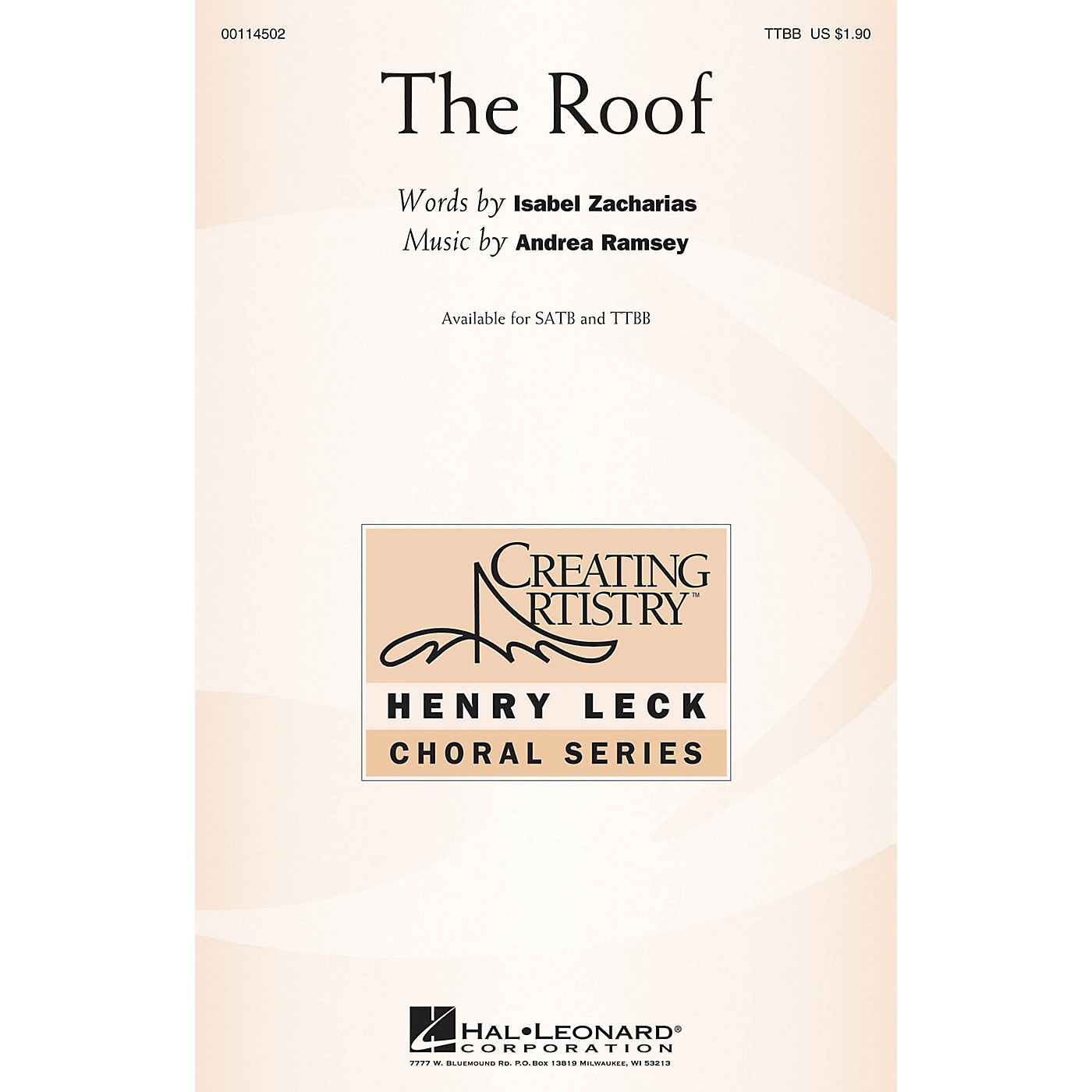 Hal Leonard The Roof TTBB composed by Andrea Ramsey thumbnail