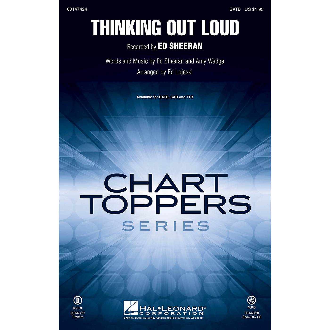 Hal Leonard Thinking Out Loud SATB by Ed Sheeran arranged by Ed Lojeski thumbnail