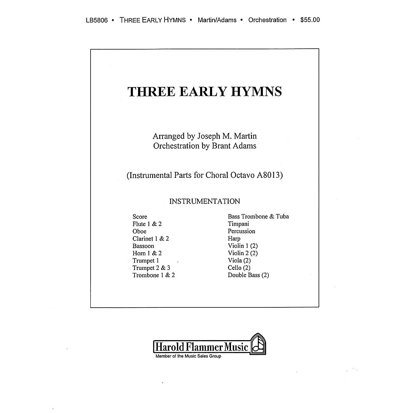 Shawnee Press Three Early Hymns (from The Legacy of Faith) Score & Parts arranged by Joseph M. Martin thumbnail