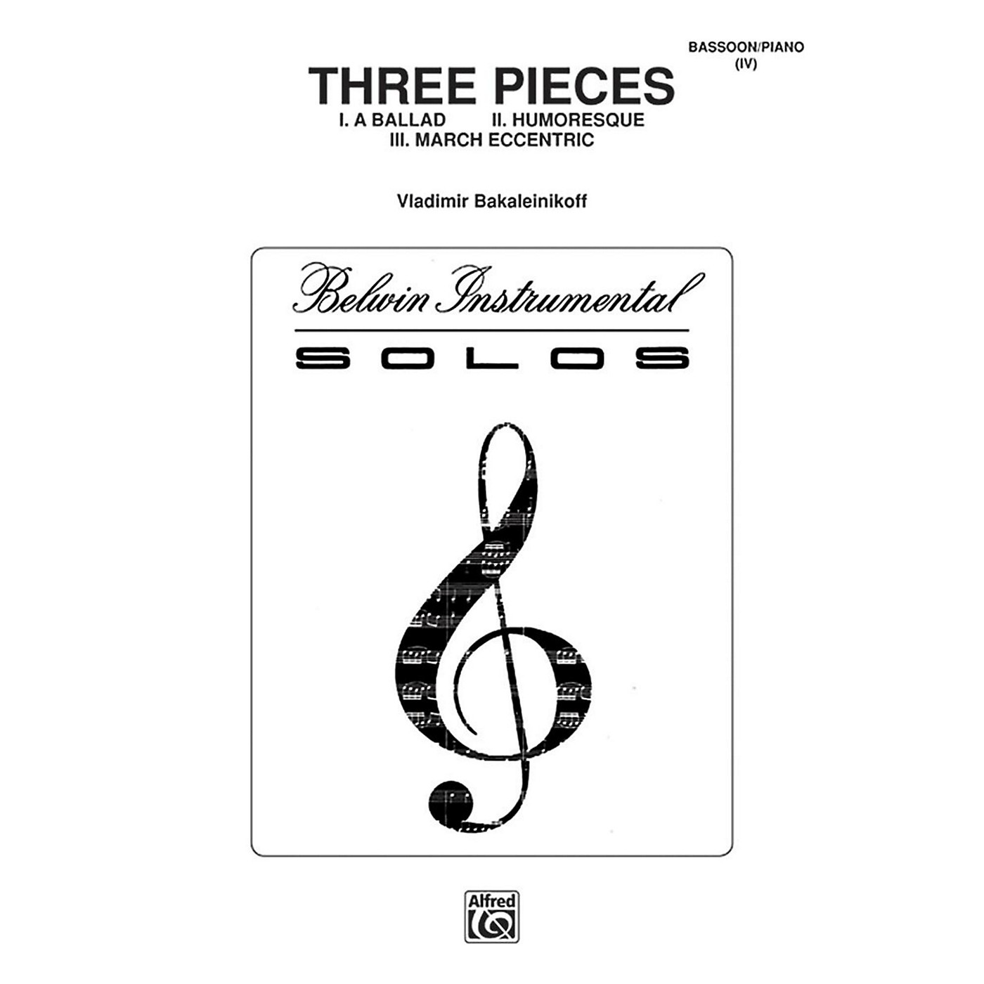 Alfred Three Pieces (Ballad, Humoresque, March Eccentric) for Bassoon By Vladimir Bakaleinikoff Book thumbnail