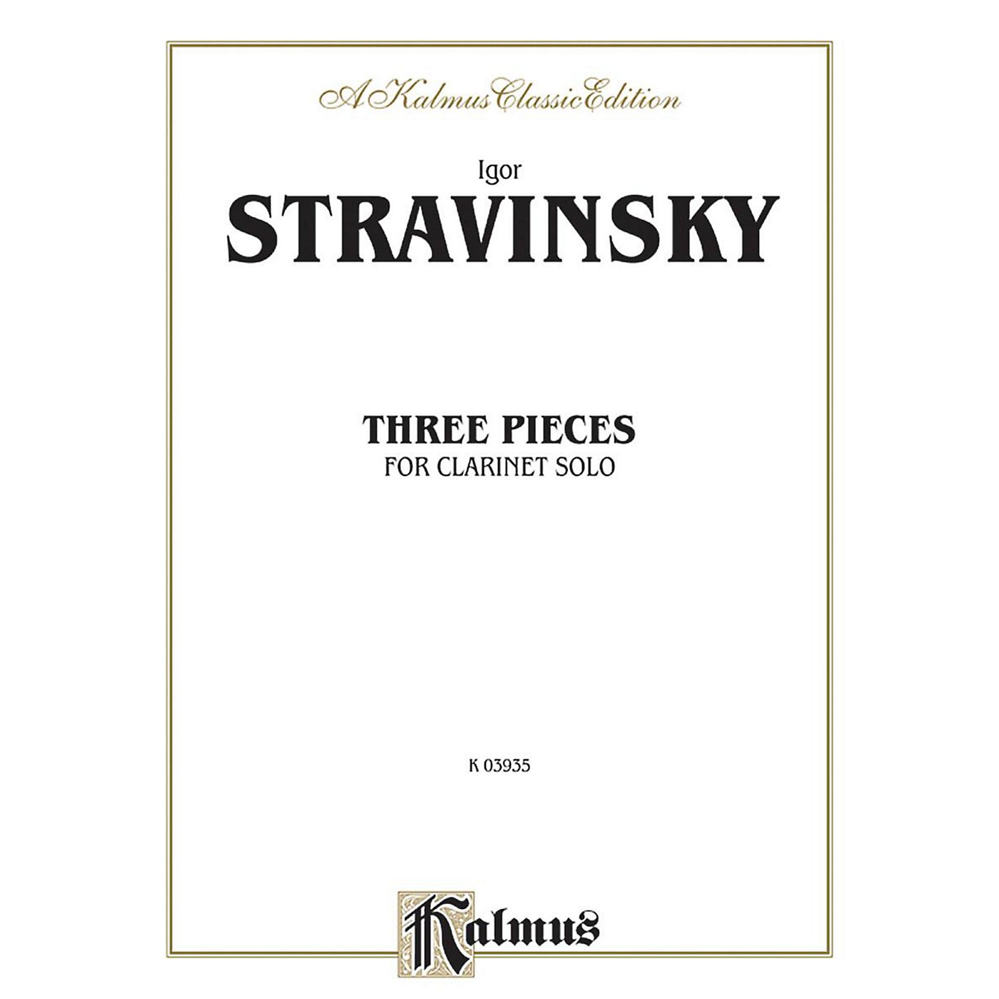 Alfred Three Pieces for Clarinet By Igor Stravinsky Book thumbnail