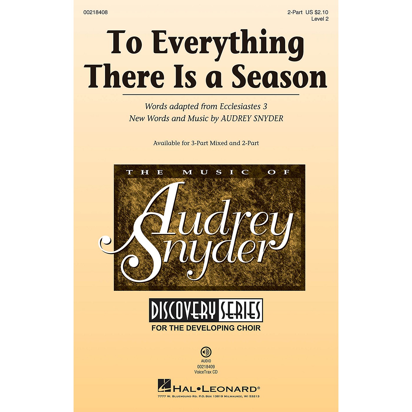 Hal Leonard To Everything There Is a Season (Discovery Level 2) 2-Part composed by Audrey Snyder thumbnail