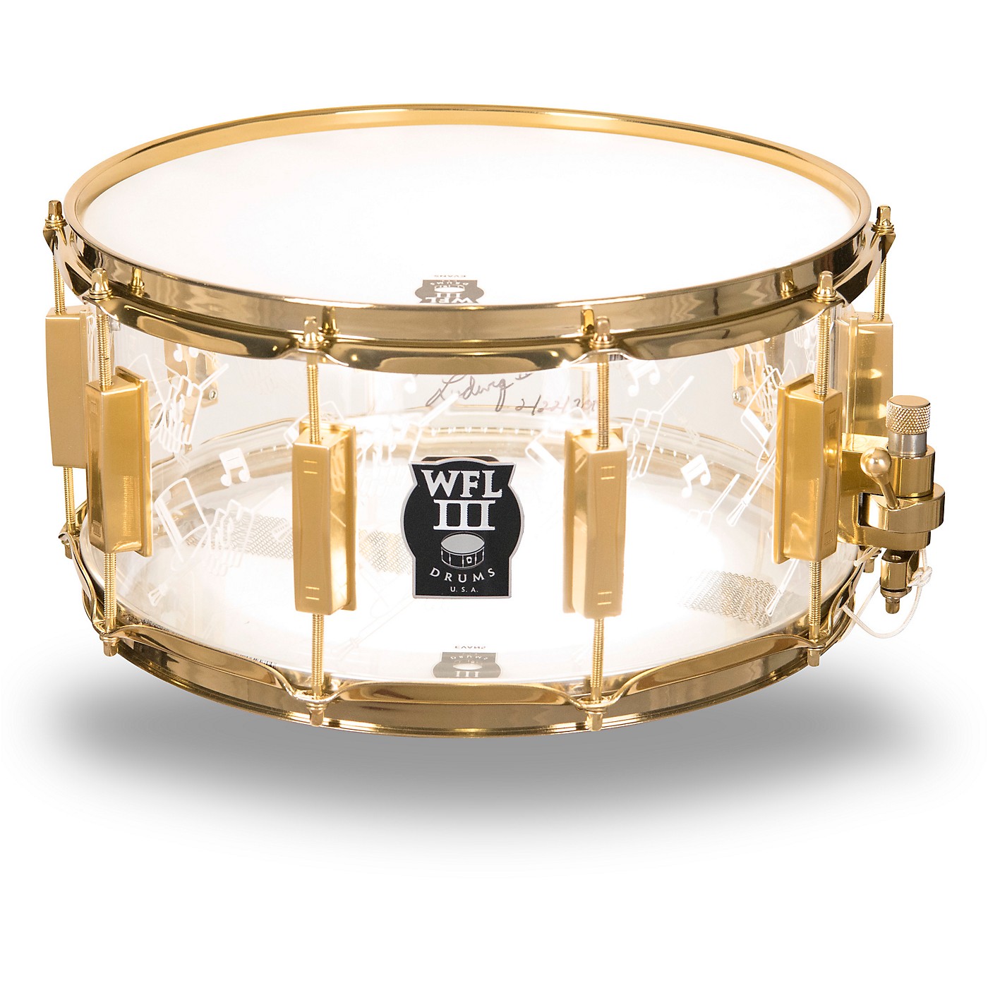WFLIII Drums Top Hat and Cane Collector's Acrylic Snare Drum With Gold