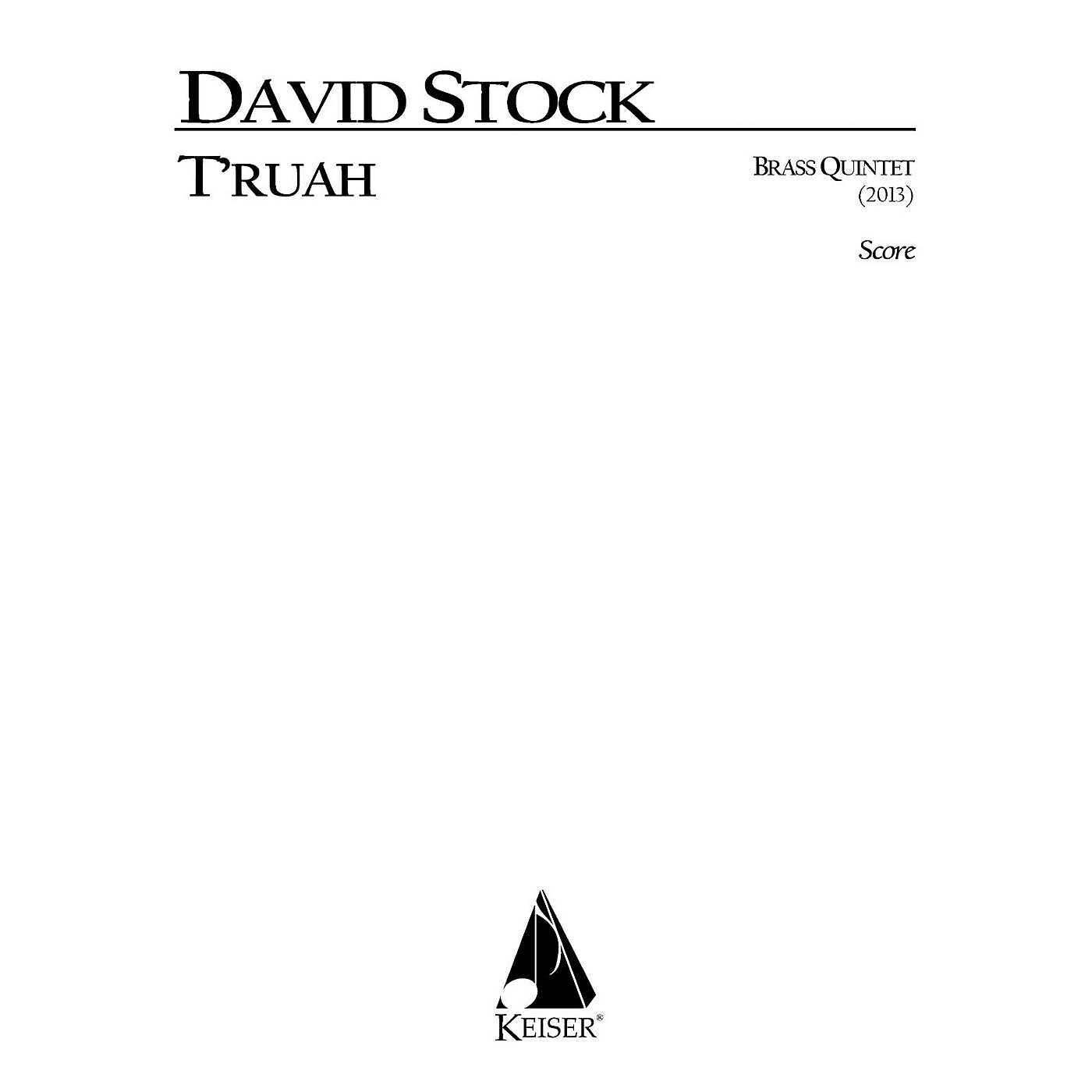 Lauren Keiser Music Publishing T'ruah for Brass Quintet LKM Music Series Book  by David Stock thumbnail