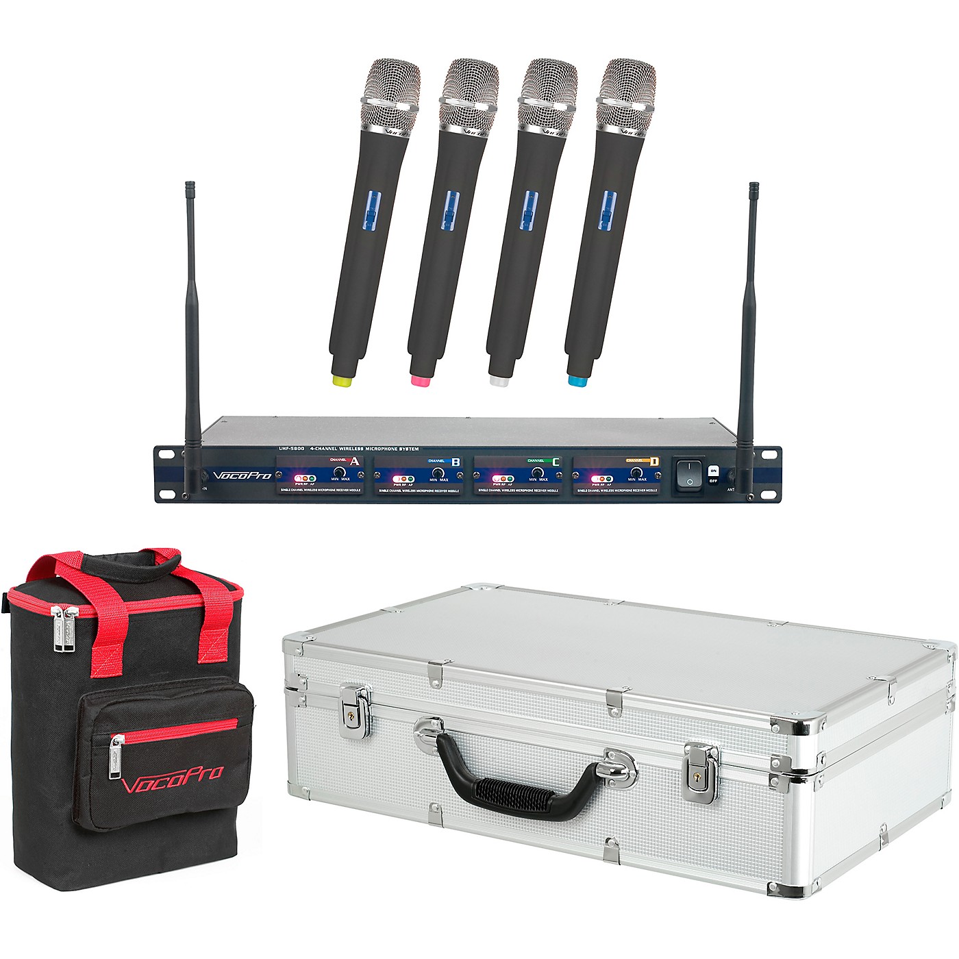 VocoPro UHF-5800 Plus 4-Mic Wireless System With Mic Bag thumbnail