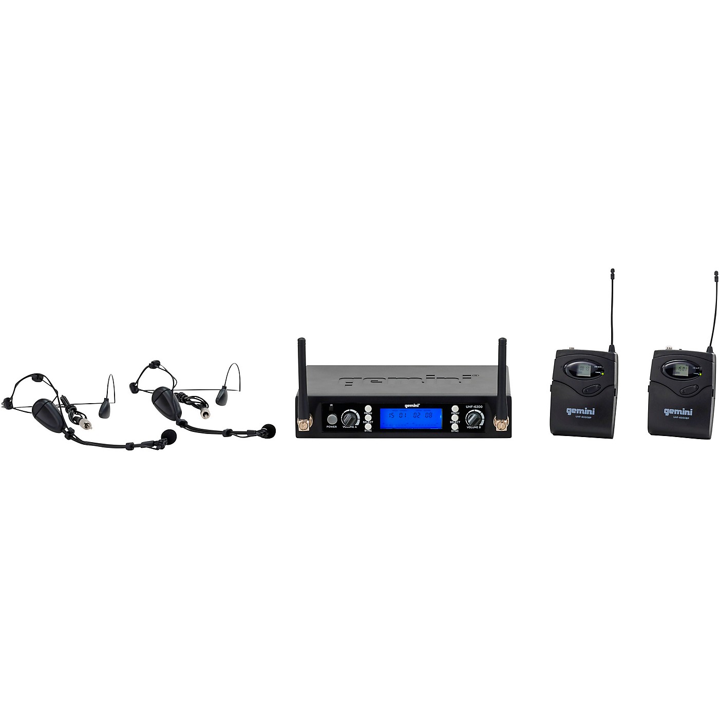 Gemini UHF-6200HL Dual Headset With Detachable Lavalier Wireless System, 512-537.5mHz thumbnail