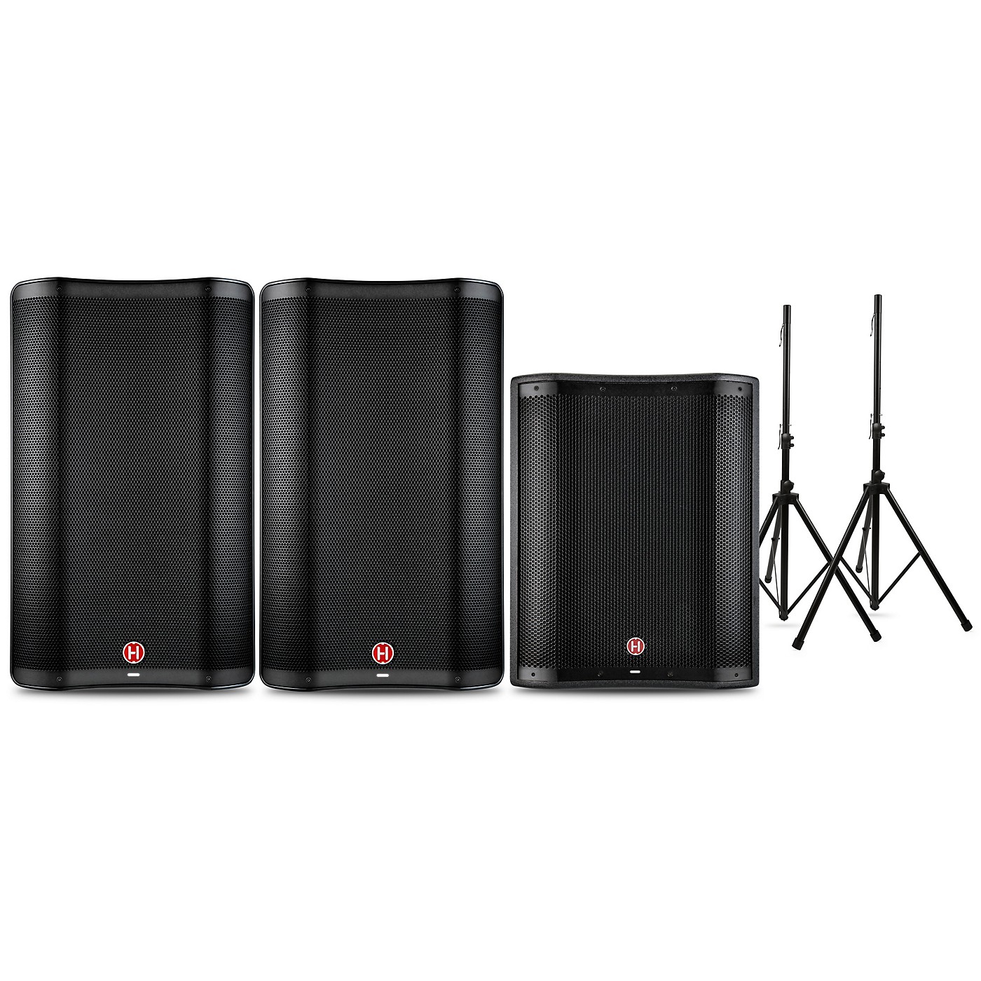 Harbinger VARI 2300 Series Powered Speakers and V2318S Subwoofer Package With Speaker Stands thumbnail