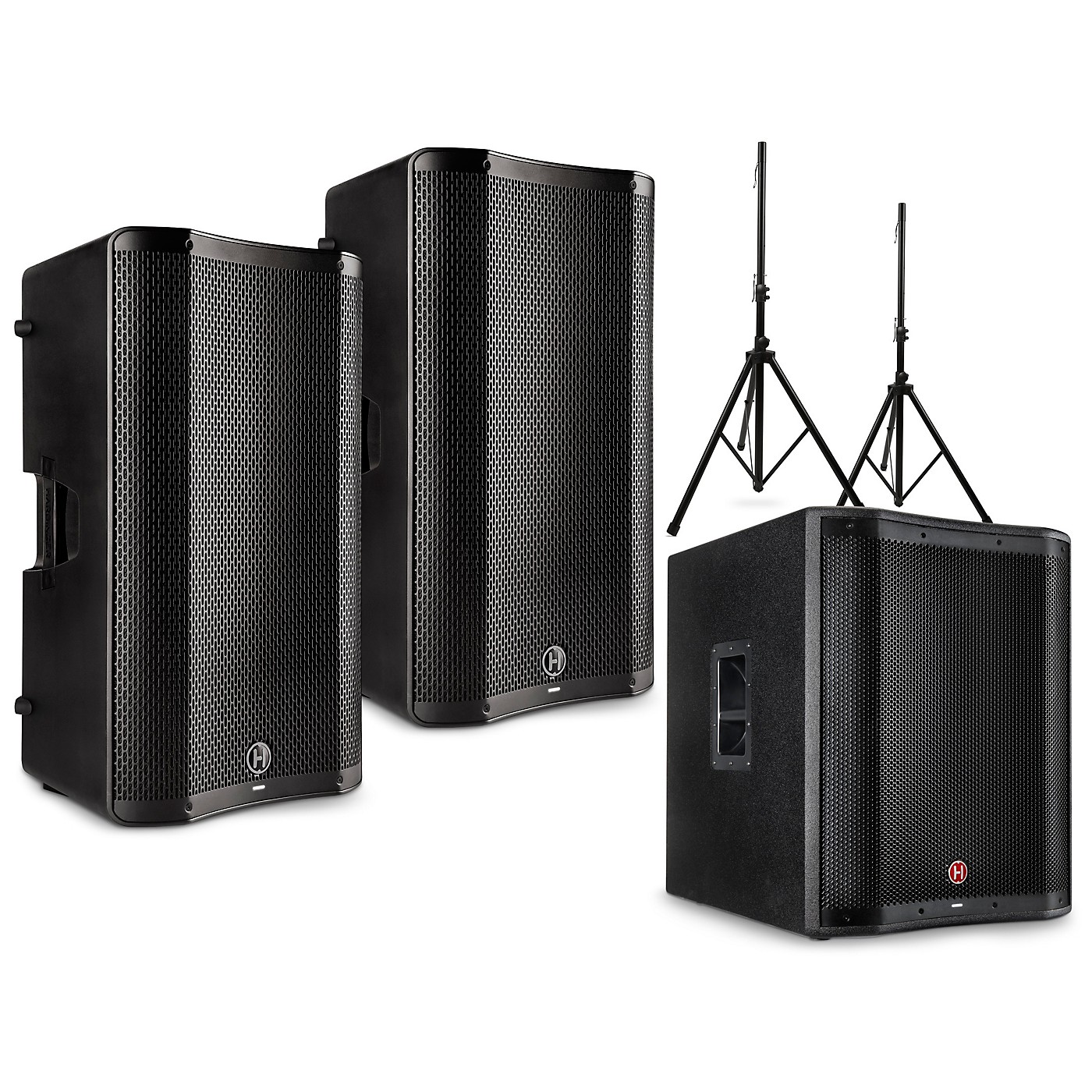 Harbinger VARI 4000 Series Powered Speakers Package With V2318S Subwoofer and Stands thumbnail