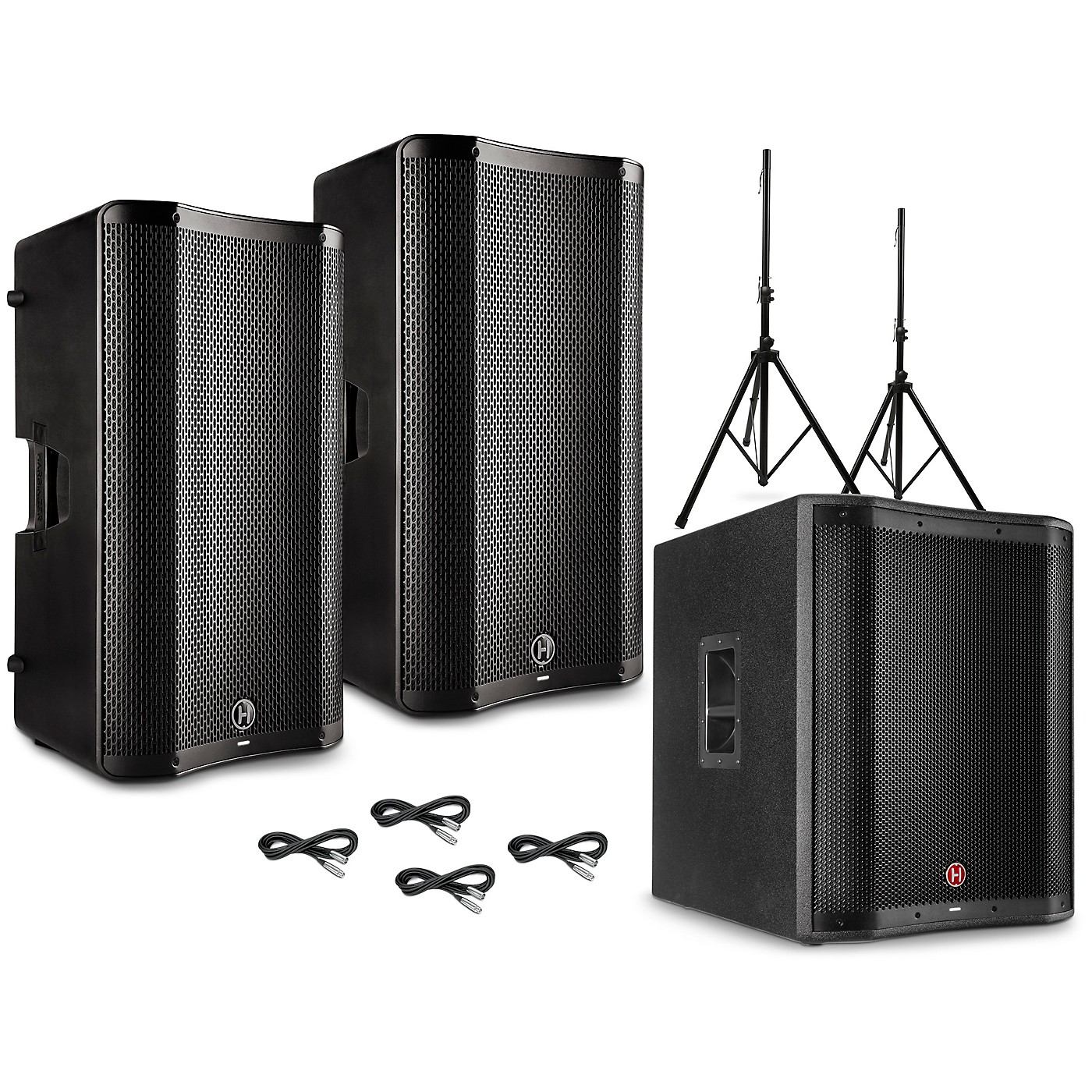 Harbinger VARI V4000 Series Powered Speakers Package With V2318S Subwoofer, Stands and Cables thumbnail