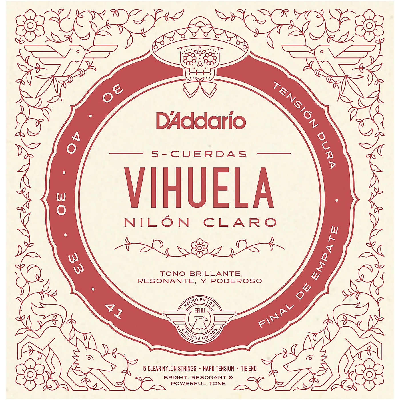 D'Addario Vihuela 5 String Set, Clear Nylon, Hard Tension thumbnail