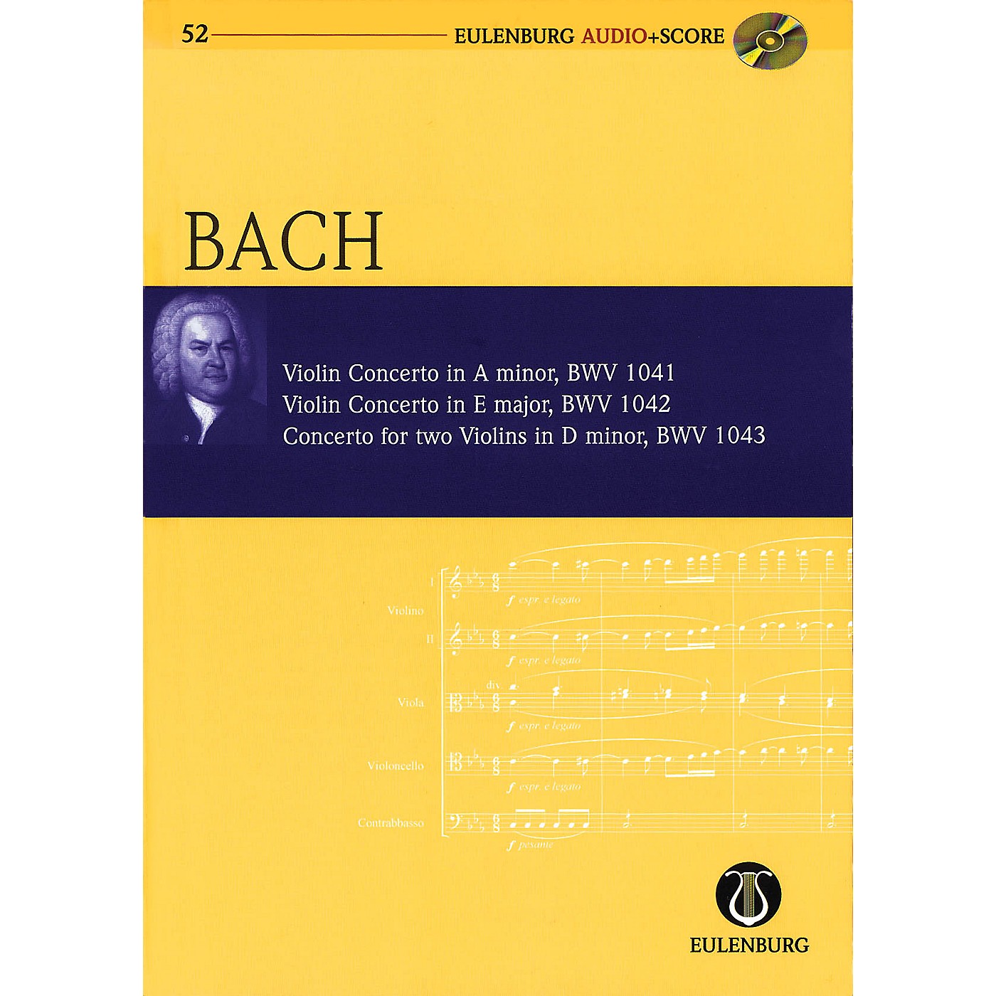 Eulenburg Violin Concerto in A minor and others Eulenberg Audio plus Score w/ CD by Bach Edited by Richard Clarke thumbnail