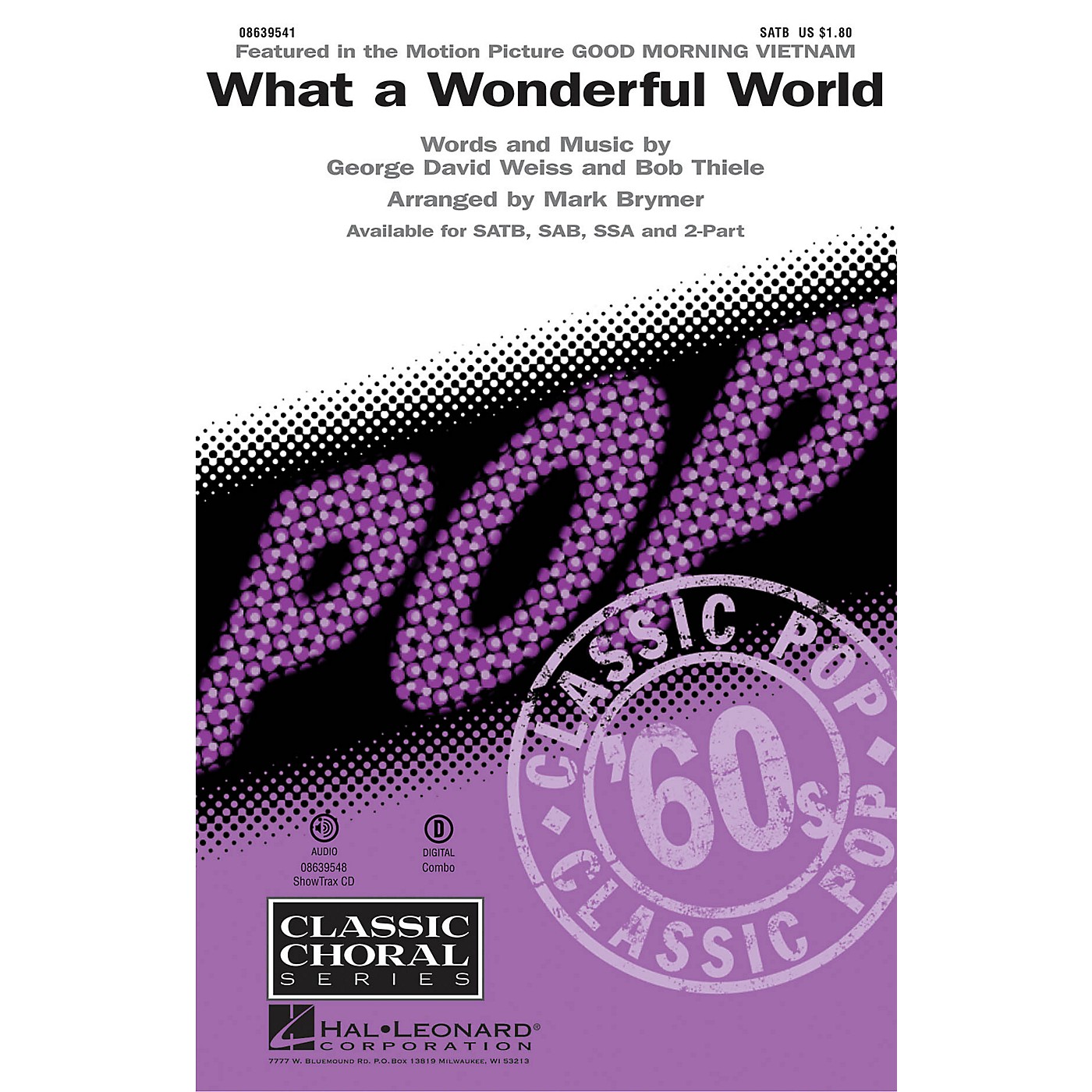 Hal Leonard What a Wonderful World SATB by Louis Armstrong arranged by Mark Brymer thumbnail