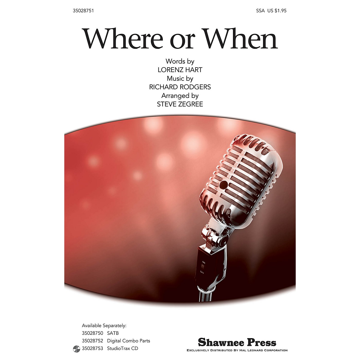 Shawnee Press Where Or When (SSA) SSA arranged by Steve Zegree thumbnail