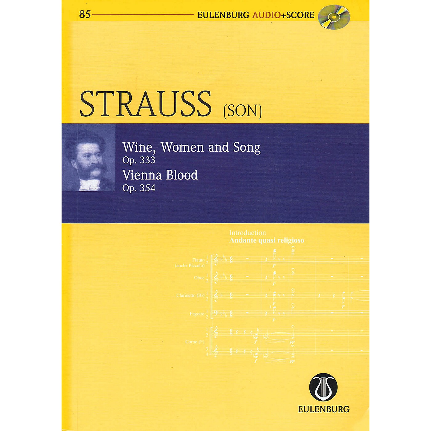 Eulenburg Wine Women and Song Op 333 & Vienna Blood Op 354 Eulenberg Audio plus Score W/ CD by Strauss thumbnail