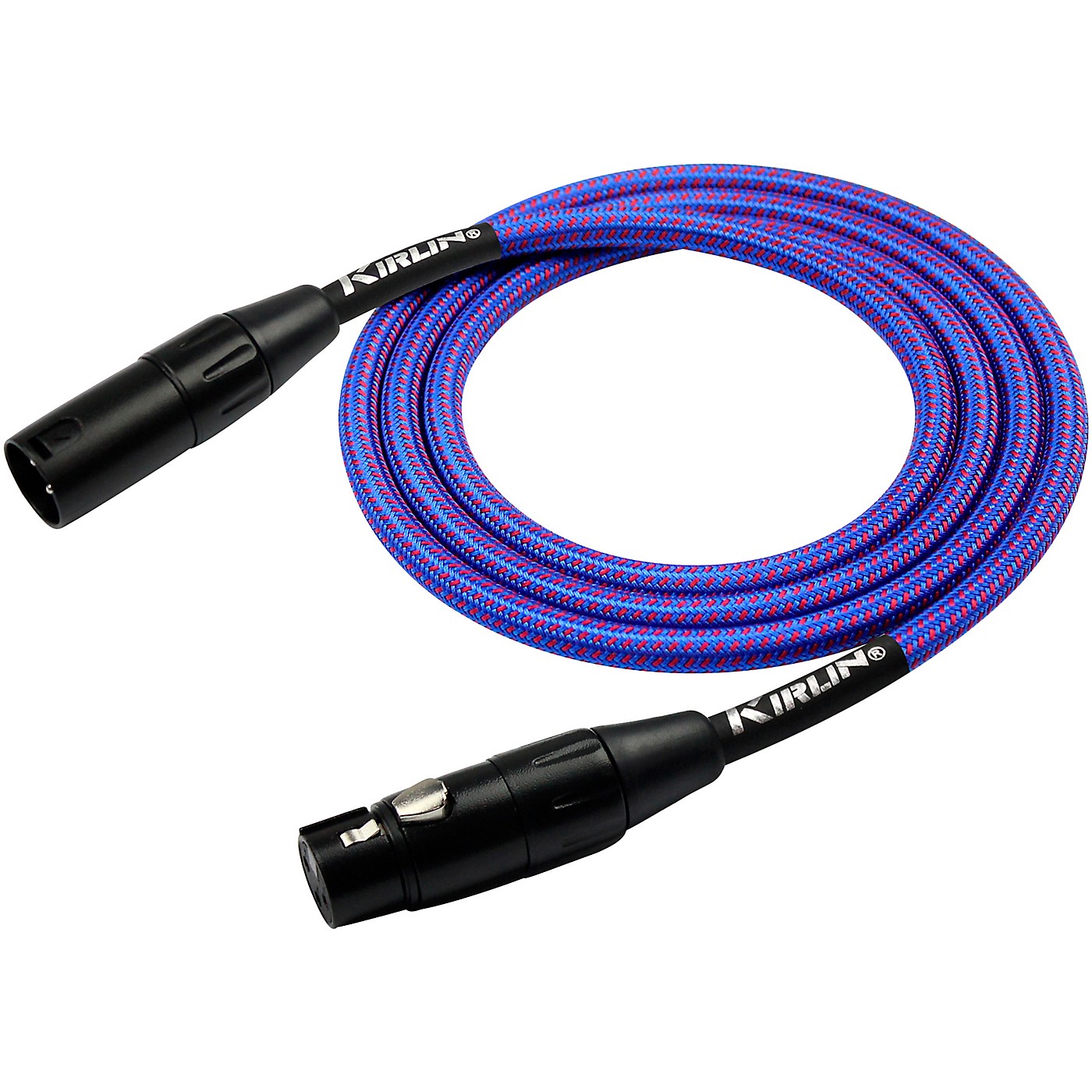 KIRLIN XLR Male To XLR Female Microphone Cable - Royal Blue Woven Jacket thumbnail